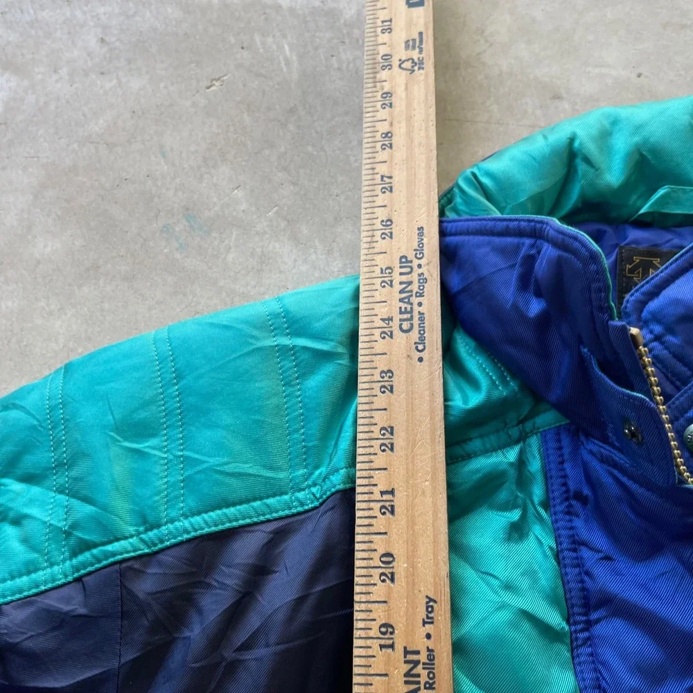 Vintage Descente Ski Jacket Blue Teal Colorblock Mens Small Retro 80s 90s Sport